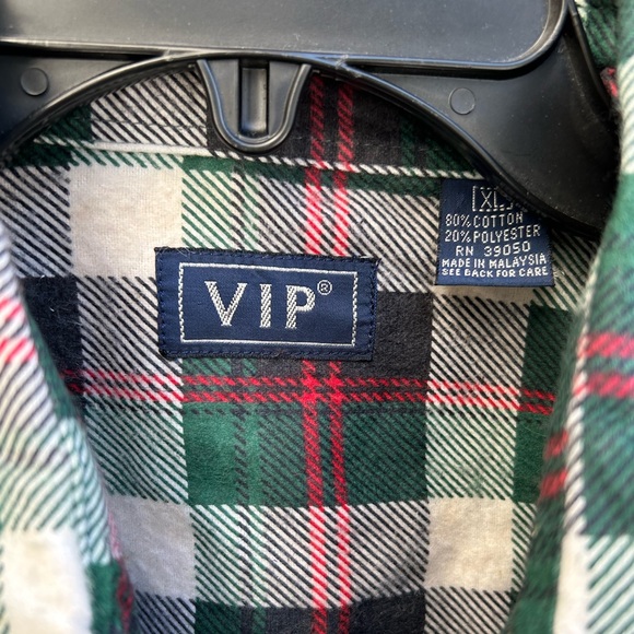 NWT VIP Men’s Long Sleeve Button Down Lightweight Flannel Plaid XL Shirt (1984) - Picture 4 of 5